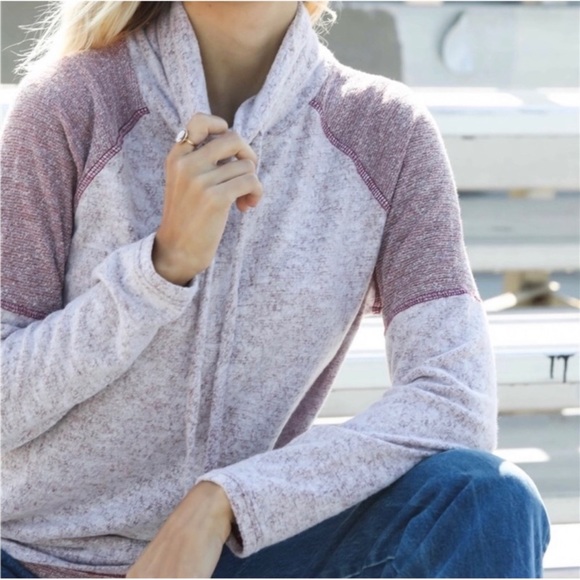 🍁New Burgundy Mauve Hacci Brushed Ultra Soft Mock Neck Long Sleeve Fall Top🍁 - Picture 3 of 4